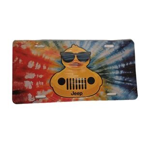 *NEW*‎ JEEP LICENSE PLATE Grill Duck Tie Dye Metal Sign Rainbow Mancave Wrangler